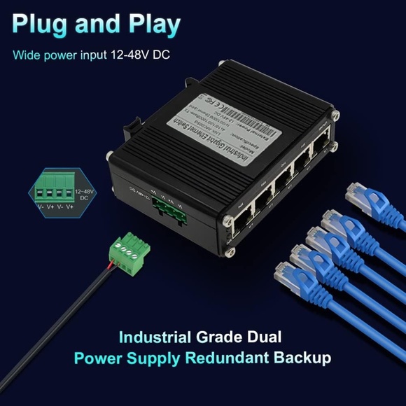 Mini Industrial 5-Port Gigabit Ethernet Switch - Hardened, 10/100/1000Mbps - Picture 3 of 12